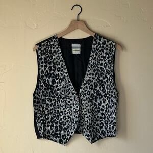 Vintage L.A. Design Group Vest Black/White Cheetah Pattern Size L